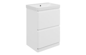 Gosmore 605mm Floor Standing 2 Drawer Basin Unit & 1TH Basin - Matt White