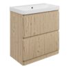 Gosmore 805mm Floor Standing 2 Drawer Basin Unit & 1TH Basin - Textured Oak