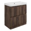 Gosmore 805mm Floor Standing 2 Drawer Basin Unit & 1TH Basin - Textured Walnut
