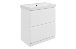 Gosmore 805mm Floor Standing 2 Drawer Basin Unit & 1TH Basin - Matt White