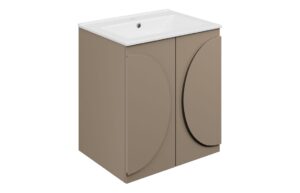 Hitchin 610mm Floor Standing 2 Door Basin Unit & 1TH Basin - Matt Taupe