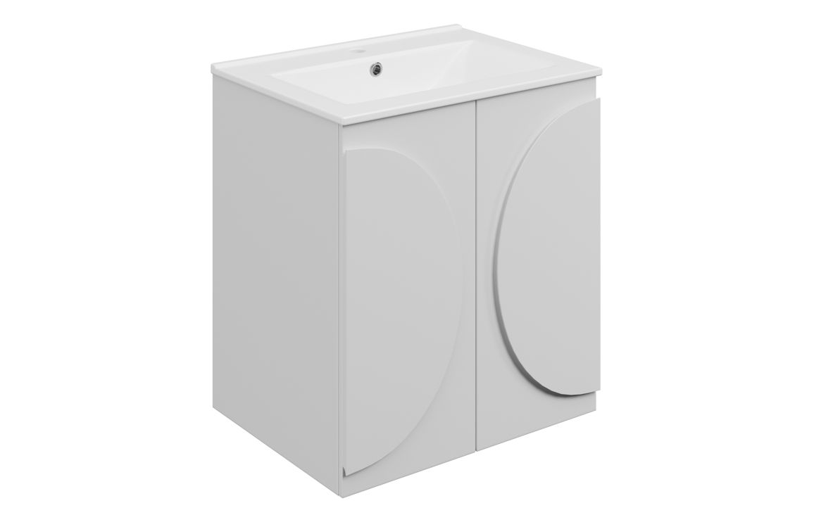 Hitchin 610mm Floor Standing 2 Door Basin Unit & 1TH Basin - Matt White