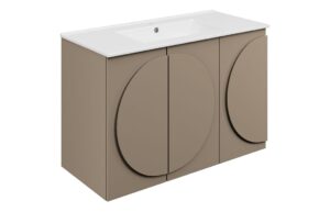 Hitchin 1010mm Floor Standing 3 Door Basin Unit & 1TH Basin - Matt Taupe