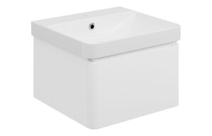 Gosmore 500mm Wall Hung 1 Drawer Basin Unit & 1TH Basin - Matt White