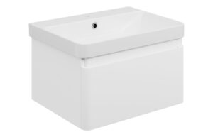 Gosmore 605mm Wall Hung 1 Drawer Basin Unit & 1TH Basin - Matt White