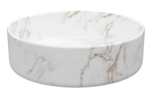 Lismore 355mm Ceramic Round Washbowl & Waste - Marble Effect