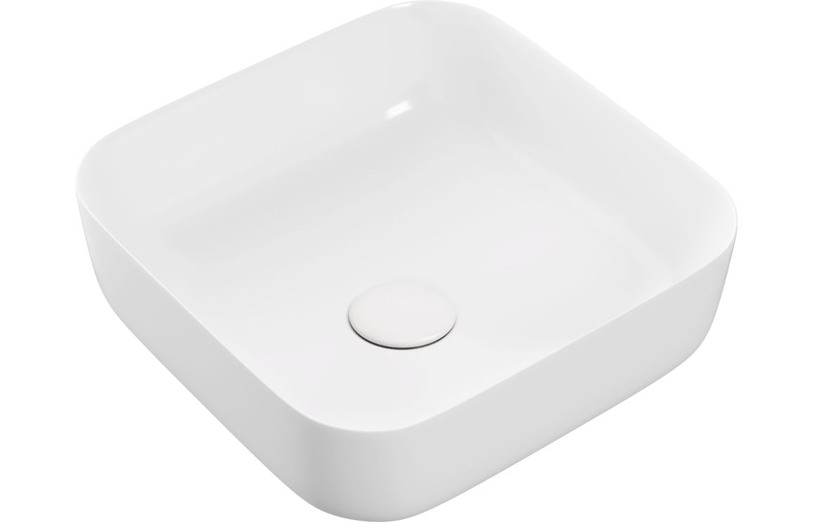 Lismore 400mm Ceramic Square Washbowl & Waste - Matt White