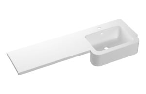 1542mm Standard Square One-Piece Basin & Overflow Ring - Left Hand