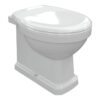 London Back To Wall WC & Satin White Wood Effect Seat w/Chrome Finishes