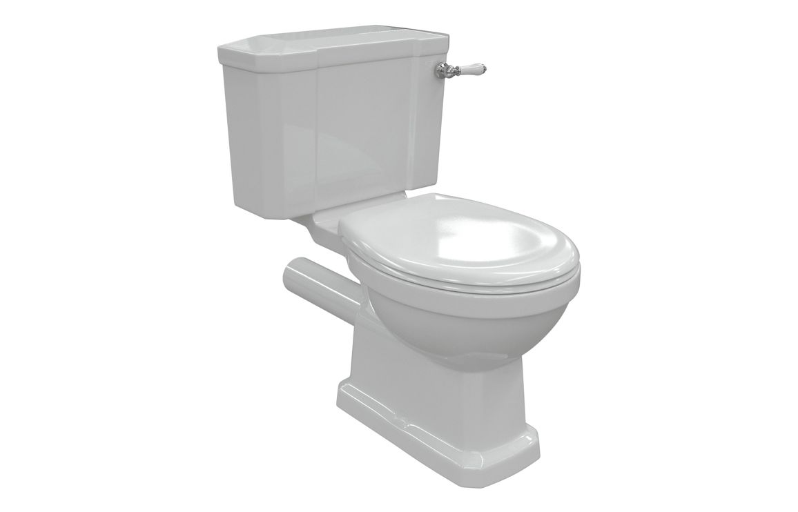 London Close Coupled WC & Soft Close Seat w/Chrome Finishes