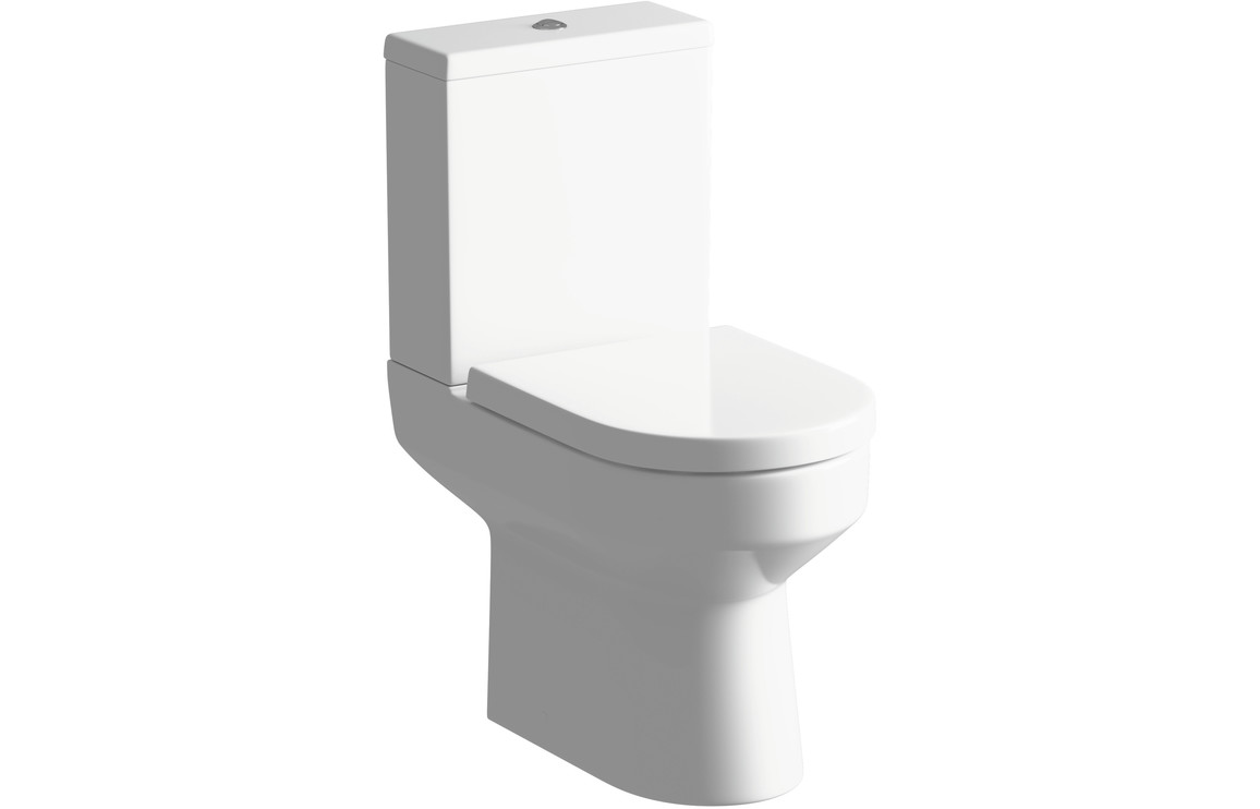 Canterbury Rimless Short Projection Close Coupled Open Back WC & Wrapover Soft Close Seat