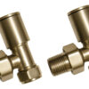 Patterned Brushed Brass Radiator Valves - Angled