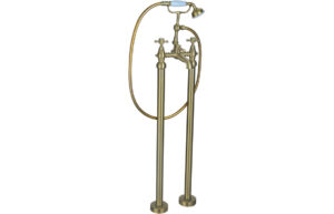 Tates Floor Standing Bath/Shower Mixer & Shower Kit - Brushed Brass