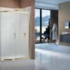 Merlyn Vivid Boost 1000x800mm 1 Door Offset Quadrant - Brushed Brass