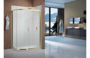 Merlyn Vivid Boost 1200x900mm 1 Door Offset Quadrant - Brushed Brass