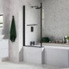 815x1500mm L Shape Bath Screen (6mm) - Matt Black