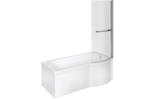 Orwell P Shape SUPERCAST 1700x850x560mm 0TH Shower Bath Pack (RH)