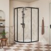 Aqua Silver 1000x800mm 2 Door Offset Quadrant - Matt Black