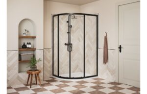Aqua Silver 1000x800mm 2 Door Offset Quadrant - Matt Black