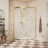 Aqua Silver 1200x800mm 2 Door Offset Quadrant - Brushed Brass