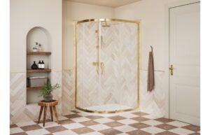 Aqua Silver 1000x800mm 2 Door Offset Quadrant - Brushed Brass