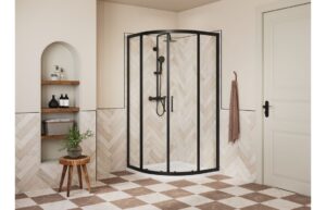 Aqua Silver 900mm 2 Door Quadrant - Matt Black