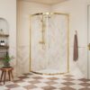 Aqua Silver 900mm 2 Door Quadrant - Brushed Brass