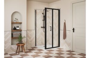 Aqua Silver 760mm Bi-fold Door - Matt Black
