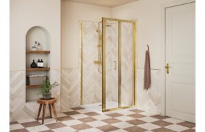 Aqua Silver 760mm Bi-fold Door - Brushed Brass