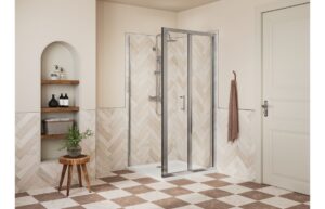 Aqua Silver 700mm Bi-fold Door - Chrome