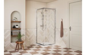 Aqua Silver 900mm Corner Entry Door - Chrome