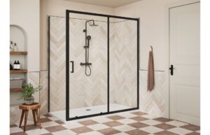 Aqua Silver 1000mm Sliding Door - Matt Black