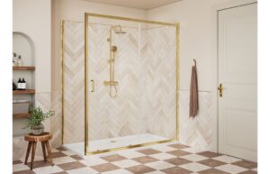Aqua Silver 1000mm Sliding Door - Brushed Brass