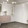 Aqua Platinum 500mm Wetroom Side Panel & Arm - Brushed Brass