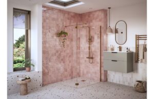 Aqua Platinum Optional 300mm Wetroom Hinged Splash Panel - Brushed Bronze