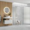 Aqua Platinum 900mm Fluted Wetroom Panel & Side Panel Arm - Chrome
