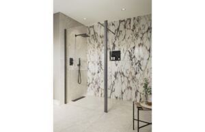Aqua Platinum Optional 1950x300x8mm Rotatable Wetroom Panel (Full Hinge) - Gunmetal