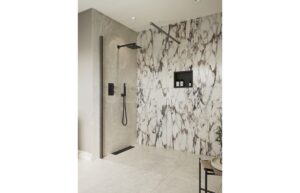 Aqua Platinum 1000mm Wetroom Panel & Support Bar - Gunmetal