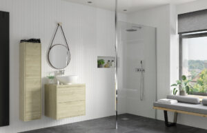 Aqua Platinum 1000mm Wetroom Panel & Floor-to-Ceiling Pole - Chrome