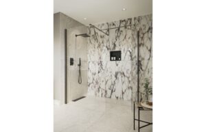 Aqua Platinum 500mm Wetroom Side Panel & Arm - Gunmetal