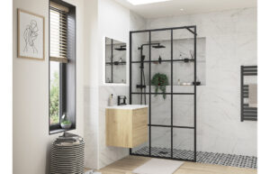 Aqua Platinum 1000mm Framed Wetroom Panel - Matt Black