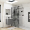 Aqua Platinum 1200mm Leaf Design Wetroom Panel - Matt Black