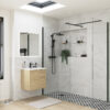 Aqua Platinum 500mm Wetroom Side Panel & Arm - Matt Black
