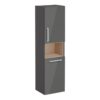 VitrA Root Flat 40cm 2 Door Semi-Tall Unit w/Laundry Basket (RH Hinge) - Anthracite High Gloss