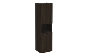 VitrA Root Flat 40cm 2 Door Semi-Tall Unit w/Laundry Basket (LH Hinge) - Walnut