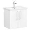 VitrA Zentrum Compact 60cm 2 Door W/H Washbasin Unit - High Gloss White