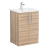 VitrA Zentrum 60cm 2 Drawer F/S Washbasin Unit - Natural Oak