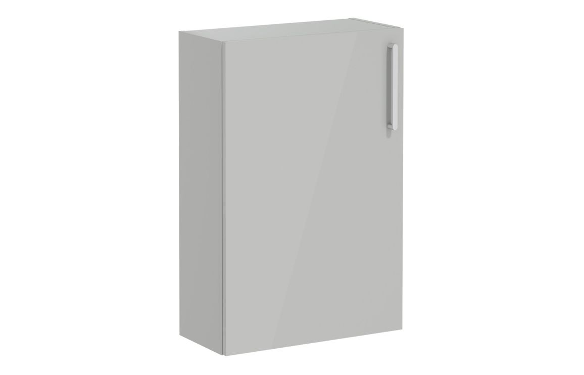 VitrA Root Flat 55cm 1 Door Slim Lower/Base Unit (LH Hinge) - Shiny Pearl Grey