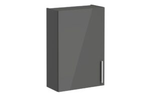 VitrA Root Flat 60cm 1 Door Upper/Wall Unit (LH Hinge) - Anthracite High Gloss