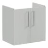 VitrA Root Flat 60cm 2 Door Wall Hung Slim Washbasin Unit - Shiny Pearl Grey